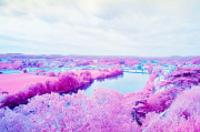 Fumel & River Lot, colour infra-red film