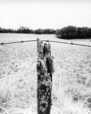 Post with barbed wire