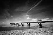 Second Severn Crossing at low tide, infra-red