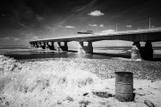 Second Severn Crossing at low tide, infra-red