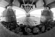 Second Severn Crossing at low tide, fisheye lens