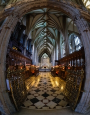 Gate, Choir Stalls and High Altar - fisheye lens