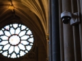 Stained glass window and security camera