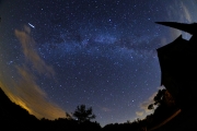 Milky Way and shooting star, fisheye lens
