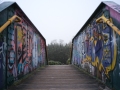 Footbridge with graffiti