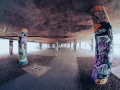 Underpass columns with graffiti - fisheye lens