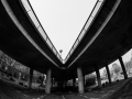 Car Park and flyover, fisheye lens