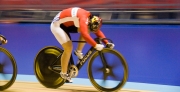 Lunge for the line. Track Cycling World Cup. Manchester Velodrome. 31/10/2008. Nikon D200 - 1/80 sec @ f5, ISO 1600 (0943_0082.jpg)