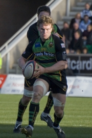 Darren Fox. Northampton Saints v Rotherham Titans. Franklin's Gardens, Northampton. 01/03/2008. Nikon D200 - 1/800 sec @ f5.6, ISO 320 (0907_0134.jpg)