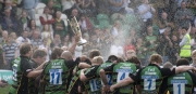 Celebrating the National Division 1 title. Northampton Saints v Launceston. Franklin's Gardens, Northampton. 26/04/2008. Nikon D200 - 1/350 sec @ f5.3, ISO 200 (0912_0220.jpg)