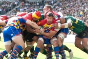 Saints and Perpignan packs. Northampton Saints v Perpignan. Heineken European Cup semi-final. Stadium MK, Milton Keynes. 01/05/2011. Nikon D200 - 1/350 sec @ f4.8, ISO 640 (1074_0254.jpg)