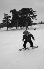 Snowboarding on Henbury Golf Course