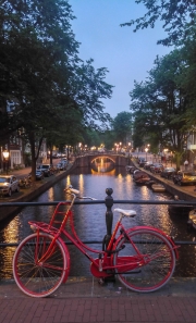 Red bike at dusk