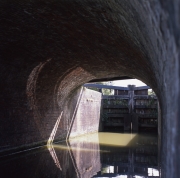Canal bridge reflections